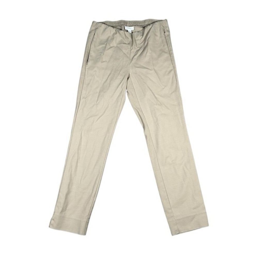J. Jill Women’s Tan Essential Pull‎ On Pants Cotton Stretch Zip Pockets Size 4